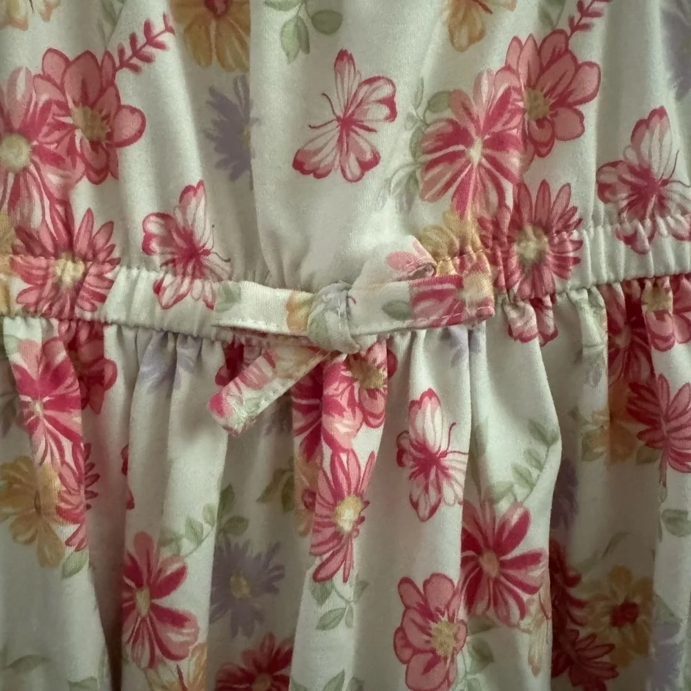 Little Lass Floral Ruffle Sleeve Dress 2T Pink Orange Spring